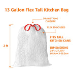 Amazon Basics Ultra-Force Tall Kitchen Drawstring Trash Bags, Classic Clean Scented, 13 Gallon, 80 Count with Odor Control