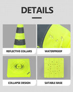 BATTIFE 40 Pack 28 Inch Collapsible Traffic Cones, Lime Green Safety Cones