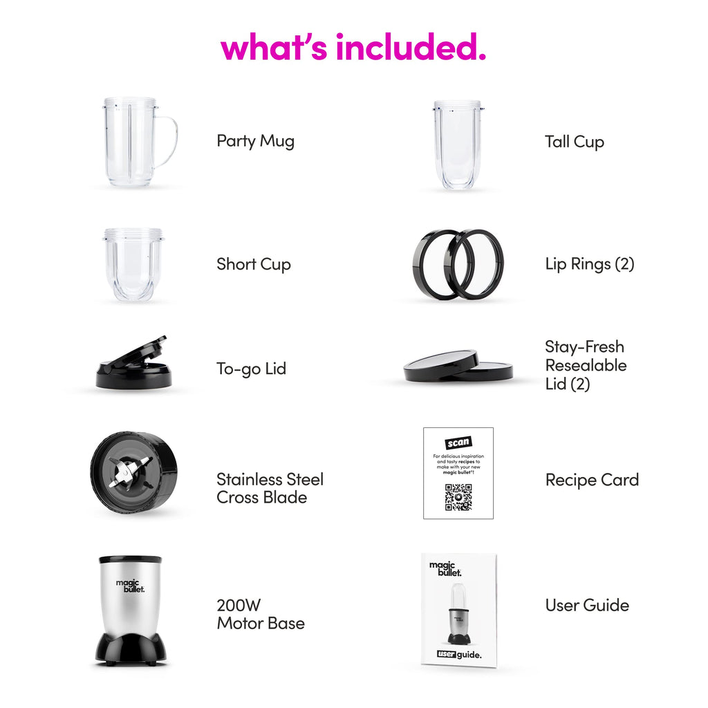 magic bullet® Personal Blender, 22 oz Cup, 250 Watt, Silver, MBR-1101