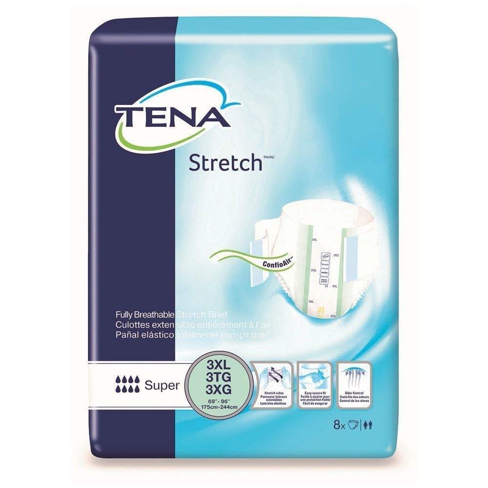 TENA ProSkin Stretch Super Bariatric Incontinence Brief, Heavy Absorbency, Unisex, 3X-Large, (32 Total - 4 Packs)