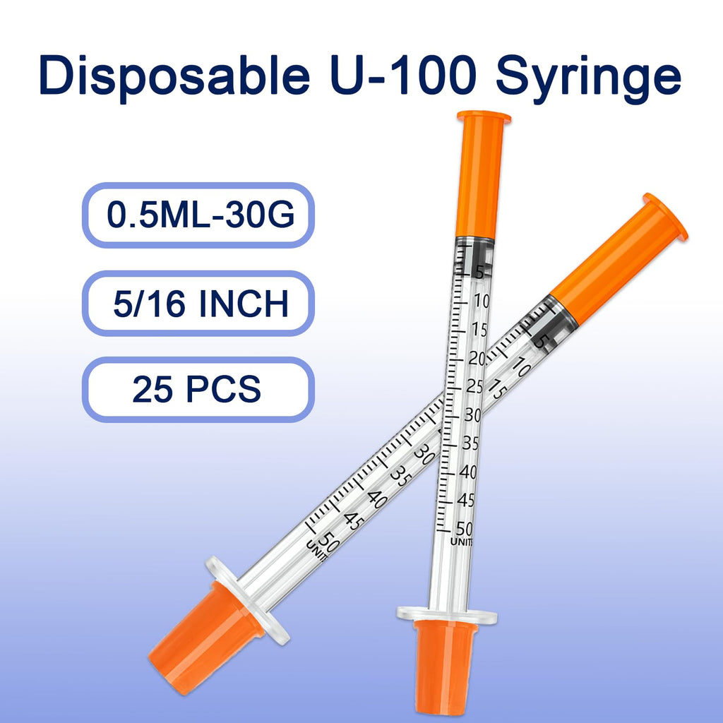 30G 0.5cc 5/16"(8mm) , Individually Wrapped jeringas, Pack of 25