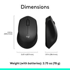Logitech M330 Silent Plus Full Size 2.4 GHz Wireless Mouse - Black