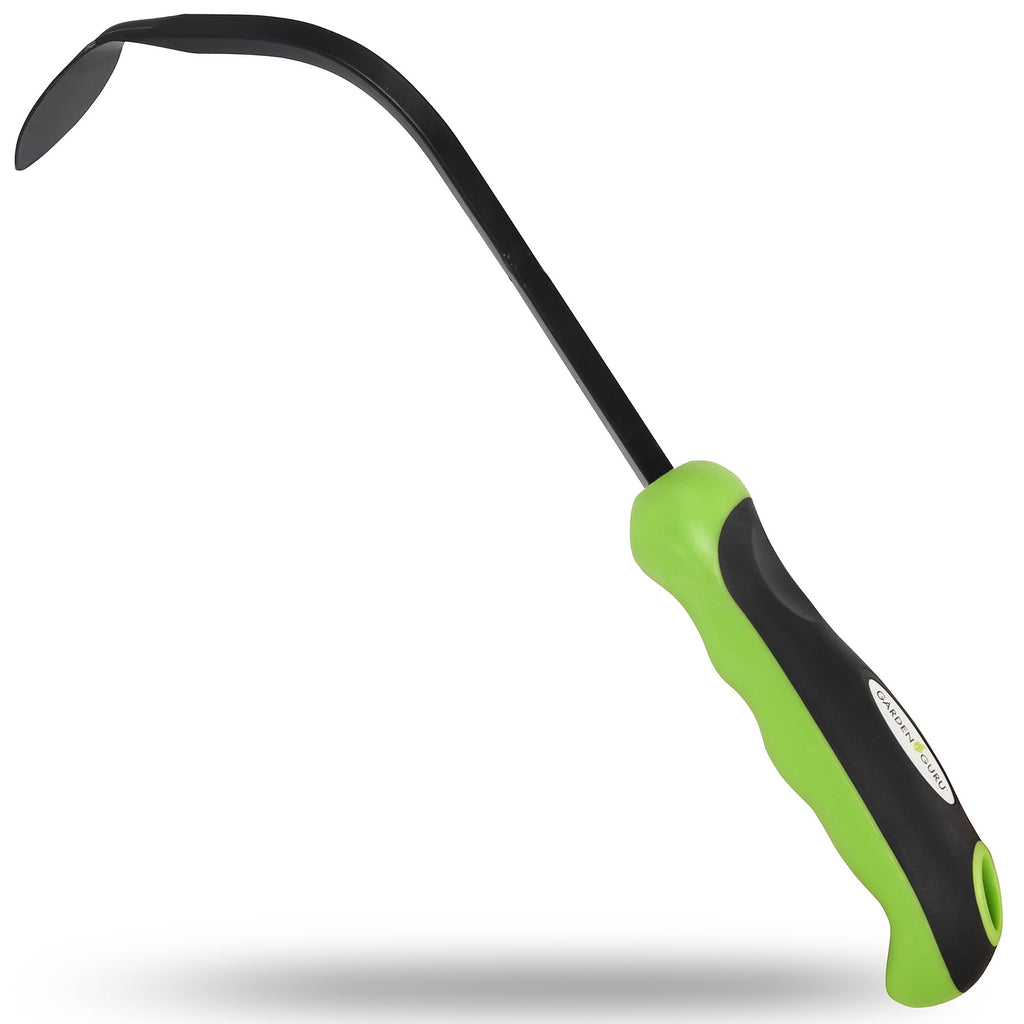 Garden Guru Hook Weeder Tool & Cultivator with Ergonomic Handle – High Carbon Steel Root Weed Puller Cultivator for Dandelion Weeding, Digging, Edging, Planting - Lightweight & Rust Resistant