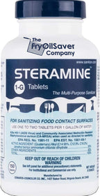 4 Bottles Steramine Sanitizer Tablets - 15x QT-10 Test Strip - Multi Purpose Steramine Sanitizing Tablets for Food Contact Surface, Kitchen, Restaurant Cleaning & Food Truck by FryOilSaver (600 Count)
