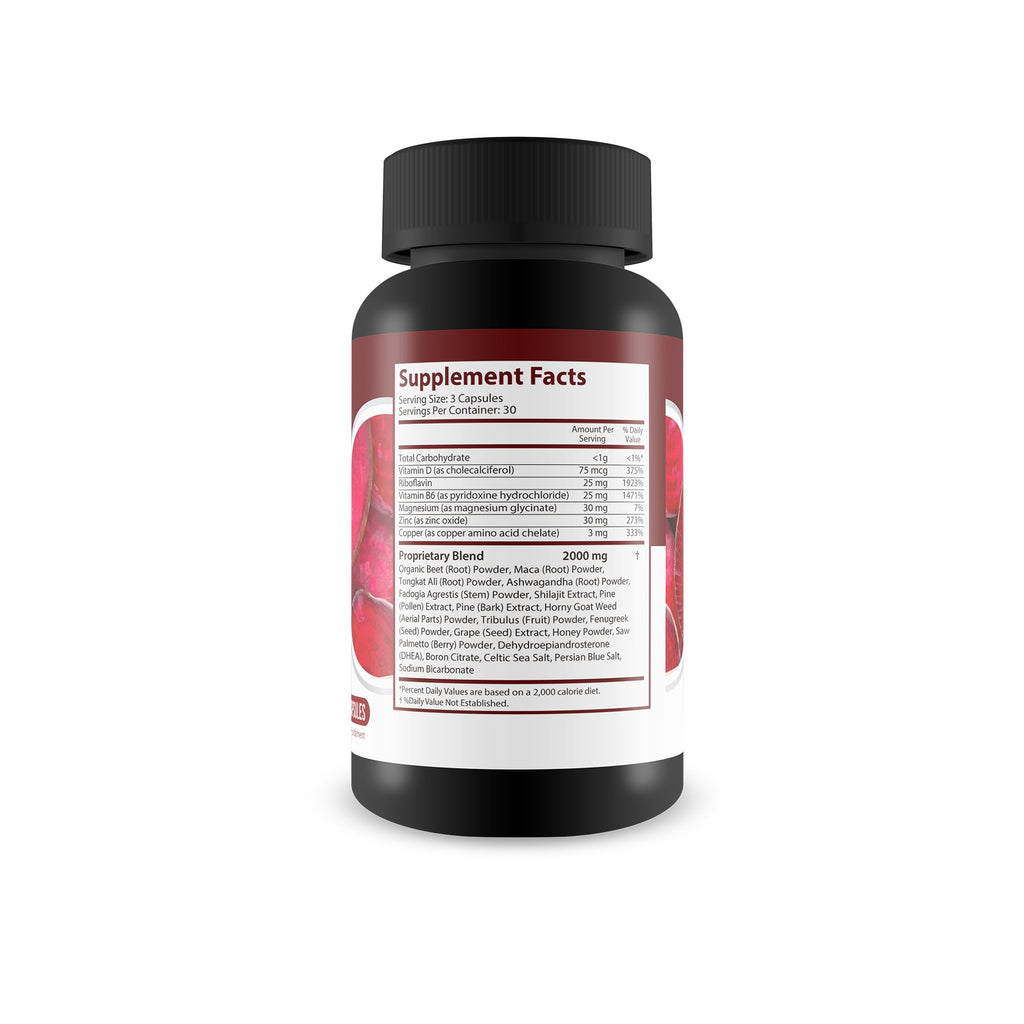 Beetroot RedRoot Hack Extra Circulation Booster - Our Best Organic Beet Root Red Root Hack For Improved Blood Flow & Extra Support For Ocular Clog - Maca And Beetroot Pills - Maca Beet Root For Men
