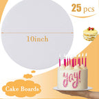 Sudaya Cake Boards 25 PCS, Cake Boards 10 Inch Round, Cardboard Cake Rounds, Disposable Cake Plates, Food Grade Cake Base Cake Tray Cake Circles, 10 Inch Cake Board White Cardboard Circles Round Base