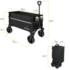 ROSONG Collapsible Wagon Cart with Wheels Foldable - Folding Utility Heavy Duty Wagons Carts for Grocery Sports Garden Shopping Camping Wheelbarrows (Black, 120L)