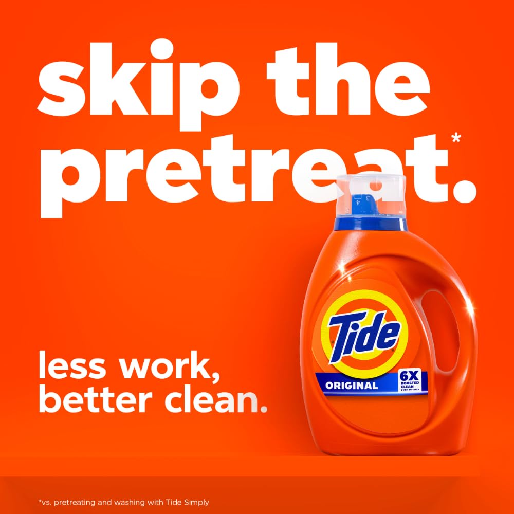 Tide Laundry Detergent Liquid, Original Scent, 80 Loads, 100 FL OZ, Works on 100% of Common Stains, Laundry Soap, Liquid Laundry Detergent