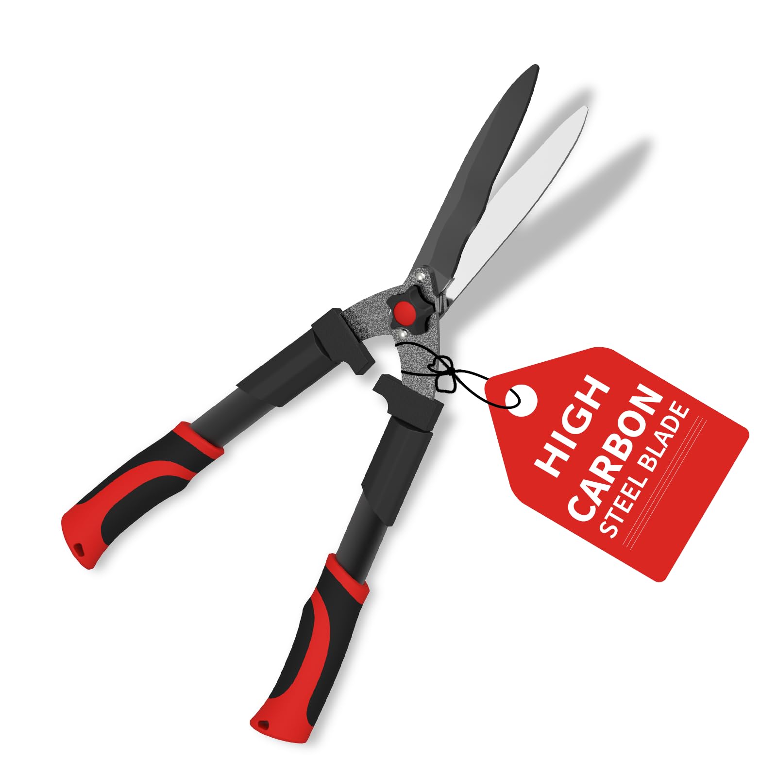 GARTOL 23-Inch Hedge Shears, Manual Garden Clippers with 9" High Carbon Steel Wavy Blade, Heavy Duty Bush Trimmers with Shock-Absorbing Bumpers & Adjustable Tension, Easy-Grip Handles