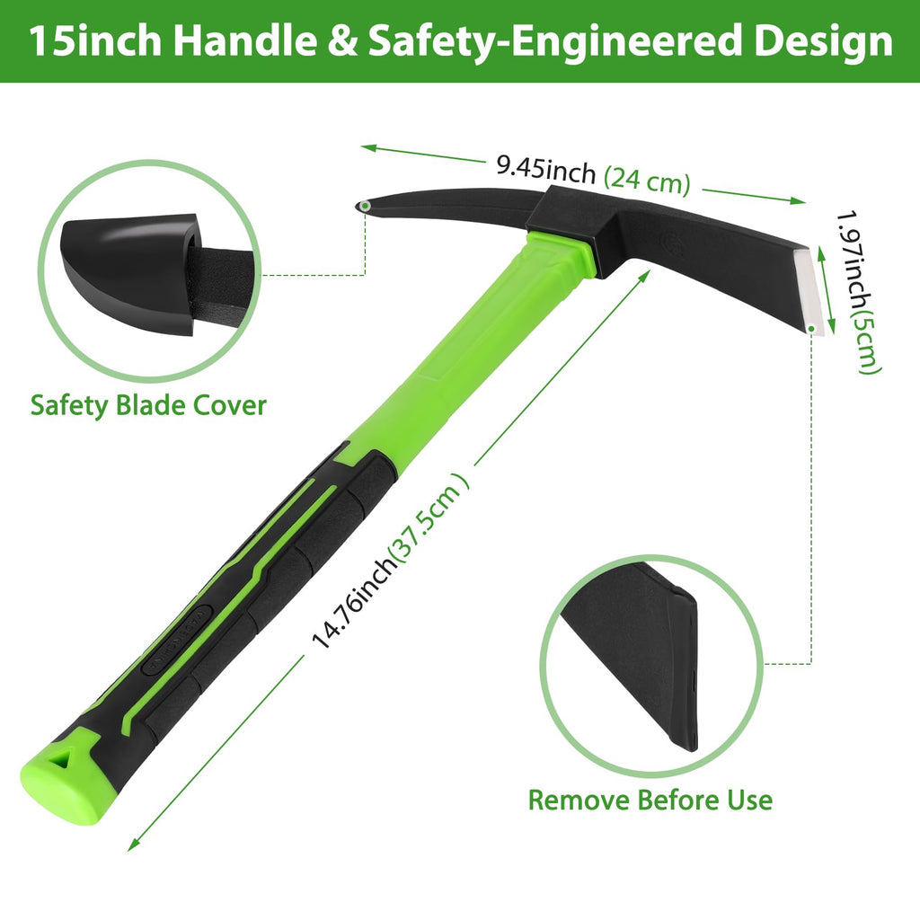 NAUKII 15inch Gardening Pick Durable and Comfortable Handle Garden Tool for Flower Work