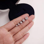 Women's 14K White Plated CZ Stud Earrings Simulated Diamond Round Cubic Zirconia Ear Stud Set（5 Pairs)