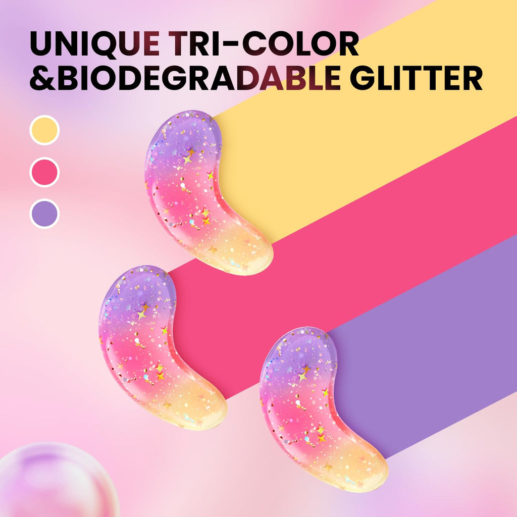 AILEORY Under Eye Patches (36 Pairs) - Tri-color Glitter Eye Gel Pads for Dark Circles, Puffy Eyes, Under eye Bags, Wrinkles | Natural Collagen Under Eye Mask Patches, Gel Under Eye Patches