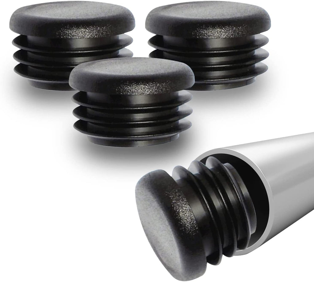 Prescott Plastics 1.75-Inch (44mm) Round Plastic Hole Plugs Insert, Black End Caps for Round Tubing and Fences, Glide Insert Cover for Pipe Post, Chairs and Furniture - 20 Pack