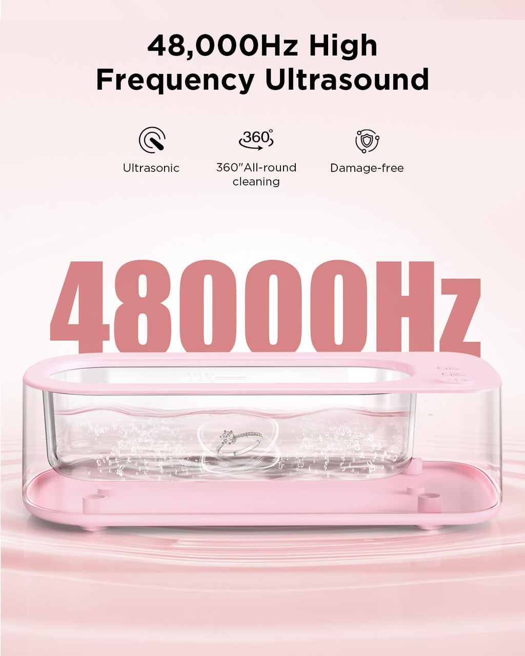 OSLTWI Ultrasonic Jewelry Cleaner Machine: 48KHz Ultra Sonic Cleaner for Jewelry,Eyeglass,Rings,Watch Band,Dentures,with Dual Cleaning Modes,350ML 304 Stainless Steel Tank,Gift for Wife,Mom,Daughter
