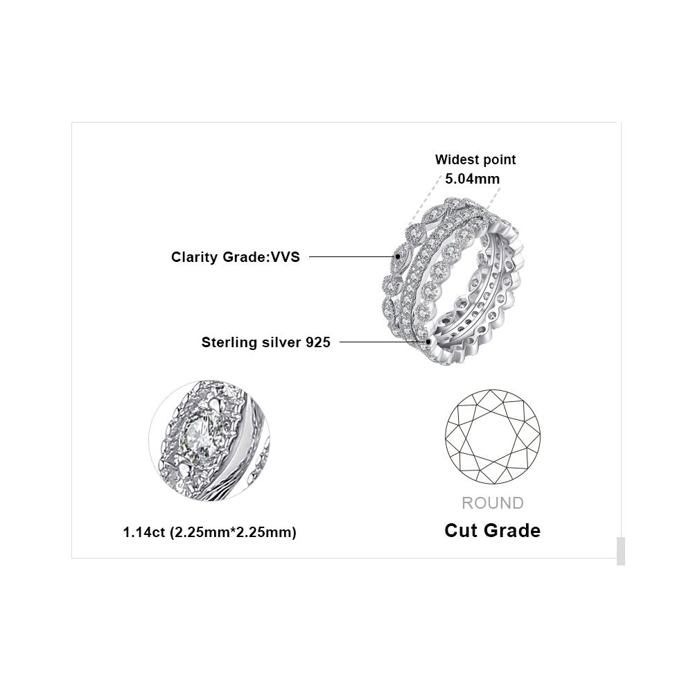 JewelryPalace 14K Gold Plated 925 Sterling Silver Rings for Women, Cubic Zirconia Promise Rings for Her, Stackable Wedding Bands Rings for Women Set Size 7