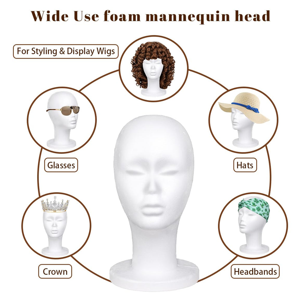 Leeven Styrofoam Wig Heads Foam Mannequin Head Stand for Wigs 3 Packs