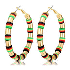 African Earrings Juneteenth Earrings for Black Women Red Black Yellow Green African Hoop Earring Black History 1865 Earring Ethnic Africa Hoop Independence Day Jewelry(B)