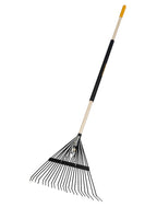 True Temper Steel Tine Leaf Rake with Hardwood/Steel Handle for Lawns, Gardening, and Dethatching, 22 Tines, Black