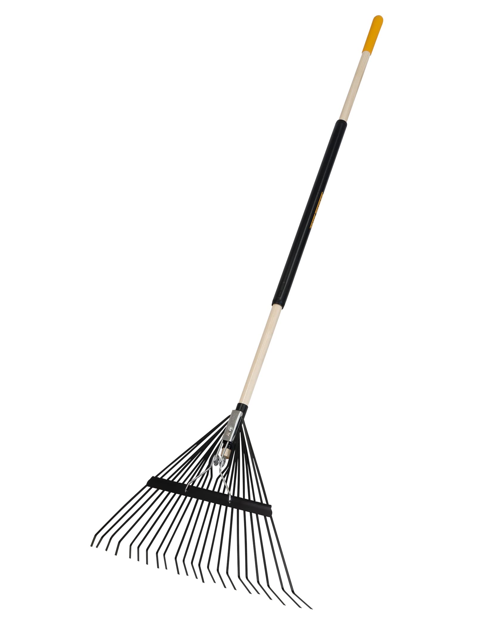 True Temper Steel Tine Leaf Rake with Hardwood/Steel Handle for Lawns, Gardening, and Dethatching, 22 Tines, Black