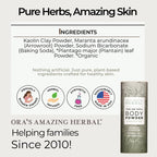 Ora's Amazing Herbal Fragrance Free Body Powder for Women and Men, Unscented Talc Free Talcum Powder, Cornstarch Free Dusting, Waxing, Natural Sugaring, Foot Powder, Dry Shampoo, Made in USA, 2.5 oz