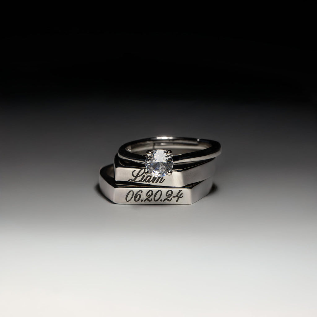 Custom Signet Rings for Women, Engraved Name Rings with Roman Numerals