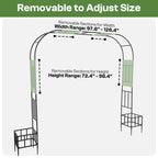GARDFANCY Garden Arch with Planter Boxes, Metal Arbor Trellis for Climbing Plants Outdoor, Heavy Duty Iron Archway for Wedding Ceremony Party Backyard Lawn Patio Decor, Black