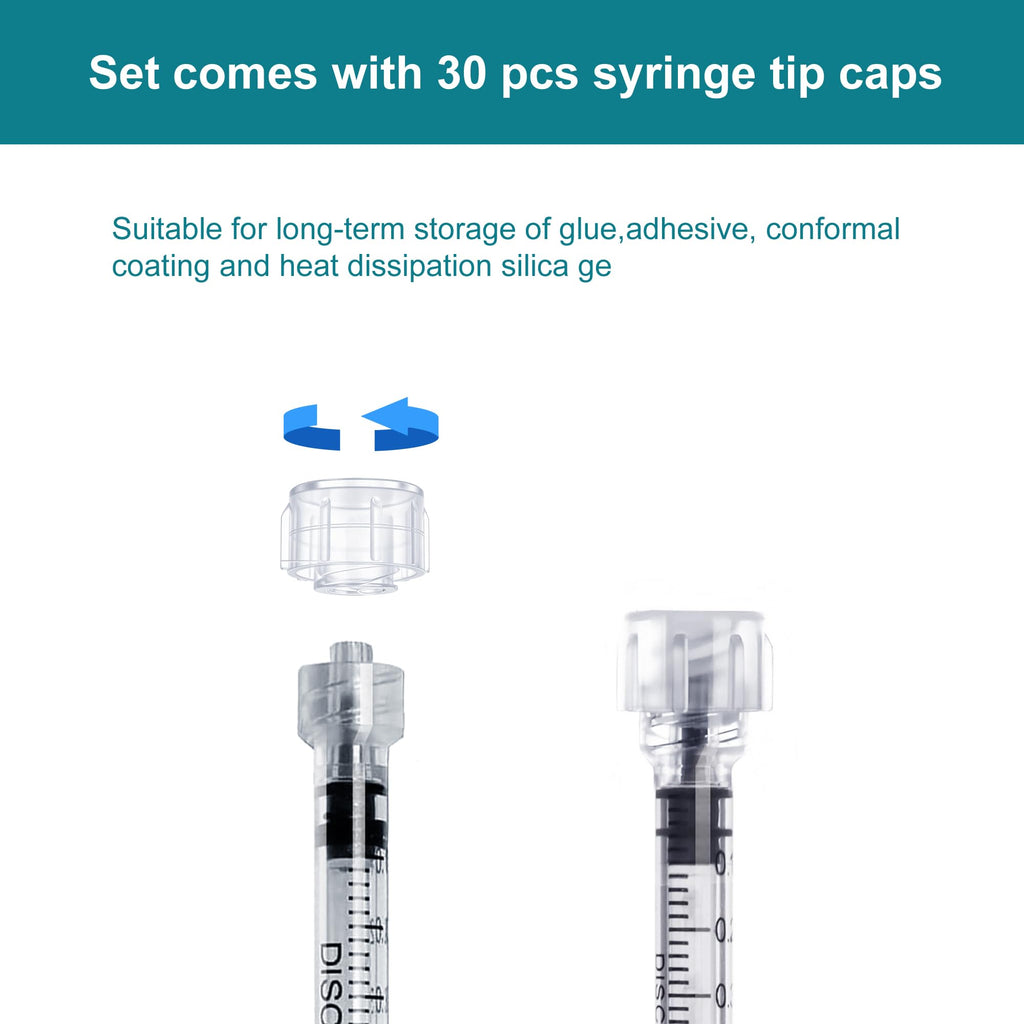 30Pack 1ml Luer Lock Syringe Without Needle - 1cc Plastic Syringes Individually Sterile Sealed with Tip Caps, No Needles ( 30Pack 1 ml )