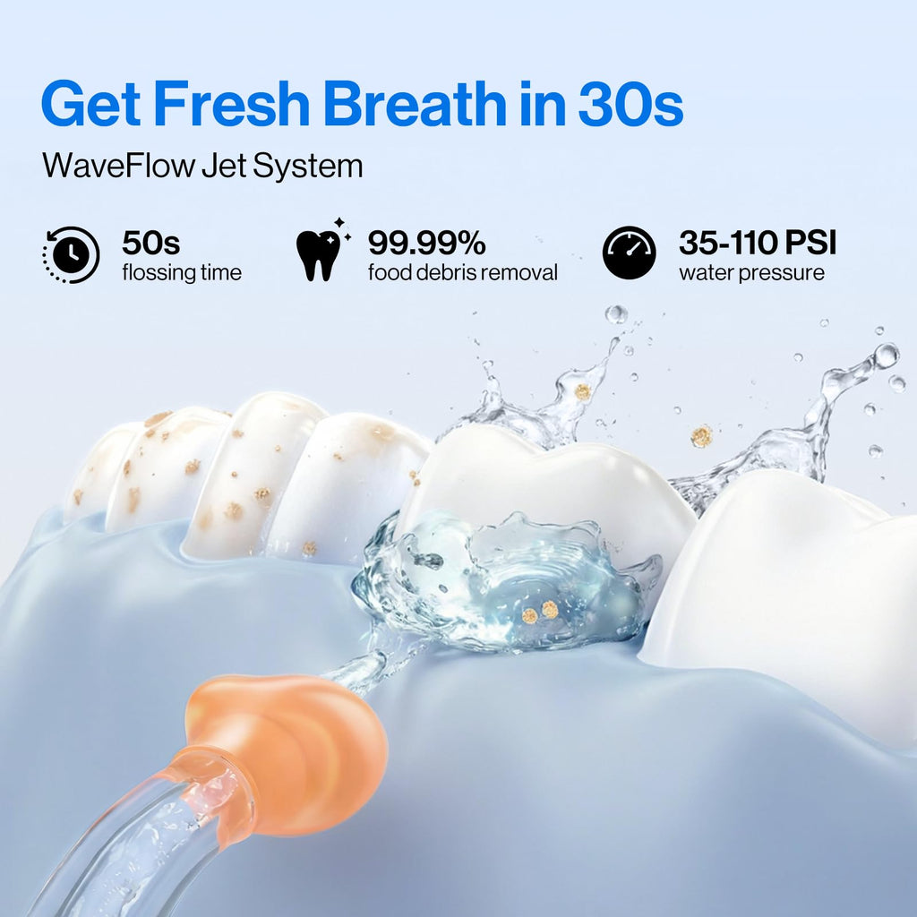 usmile C10 Portable Water Flosser for Travel – 95-Day Battery, 4 Modes, 360° Nozzle, 180ml Tank, IPX7 Waterproof, Dentist-Recommended for Braces, Implants & Sensitive Gums (Blue)
