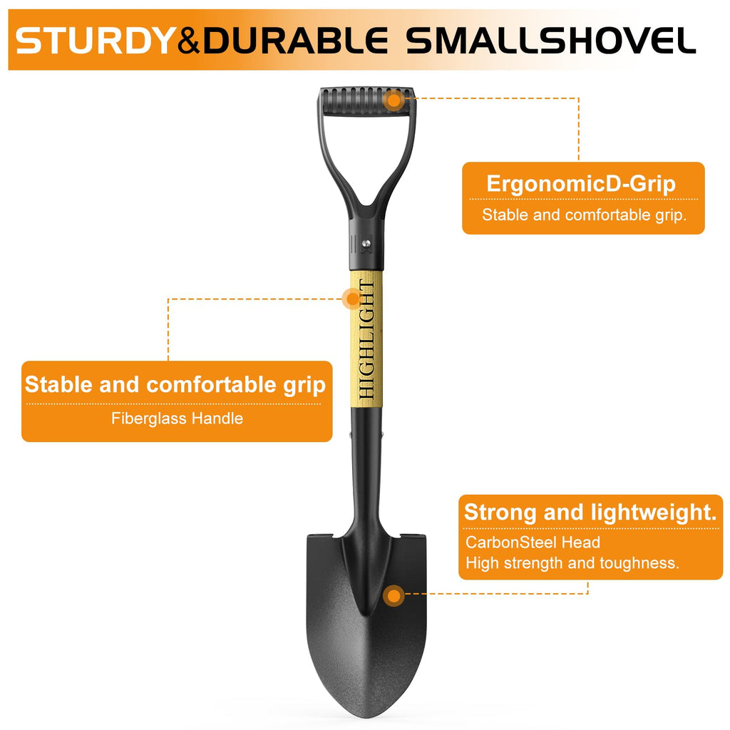 HIGHLIGHT Small Kids Shovel for Digging, 28Inch Wooden D Grip Round