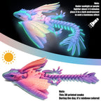 SGYYSG Feathered Wyvern Dragon,3D Printed Dragon, Articulated Dragon with Wings, 3D Printed Toys, Desktop Pet - Indulge in The Enchanting Realm of Dragons (Rainbow Noctilucent)