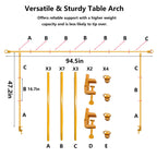 Over The Table Rod Stand with Clamps, Gold Table Arch Stand with Clamps