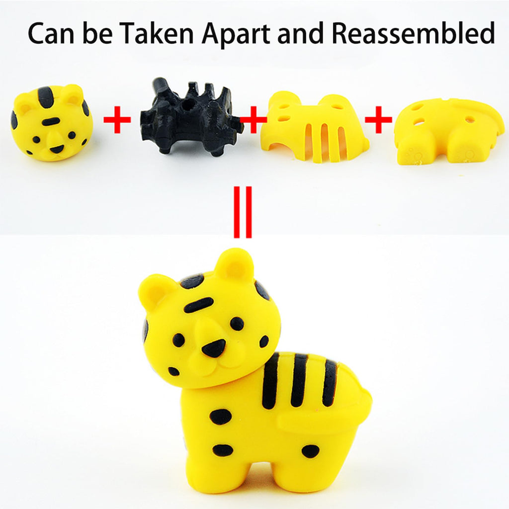 URSKYTOUS 60Pcs Animal Erasers Desk Pets for Kids Animal Pencil Erasers Bulk Puzzle Eraser Toys Gifts for Classroom Prizes,Game Reward,Treasure Box,Easter Egg Fillers,Goodie Bag Stuffers,Party Favors