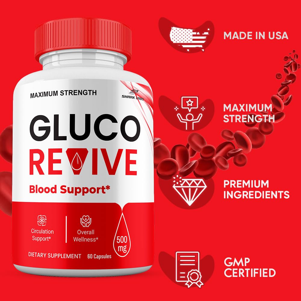 Shark Labs Gluco Revive Pills, Maximum Strength Formula with All Natural Ingredients, Gluco Revive Supplement, 5 Month Supply (5 Pack)