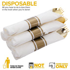 Joyido 400PCS Pre Rolled Gold Plastic Silverware Sets - Heavy Duty Gold Cutlery - Include 100 Pack Wrapped Disposable Utensils with Napkins for Parties, Dinners & Weddings