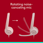 Logitech H390 Wired Headset PC/Laptop Stereo Headphones, USB-A, Rose