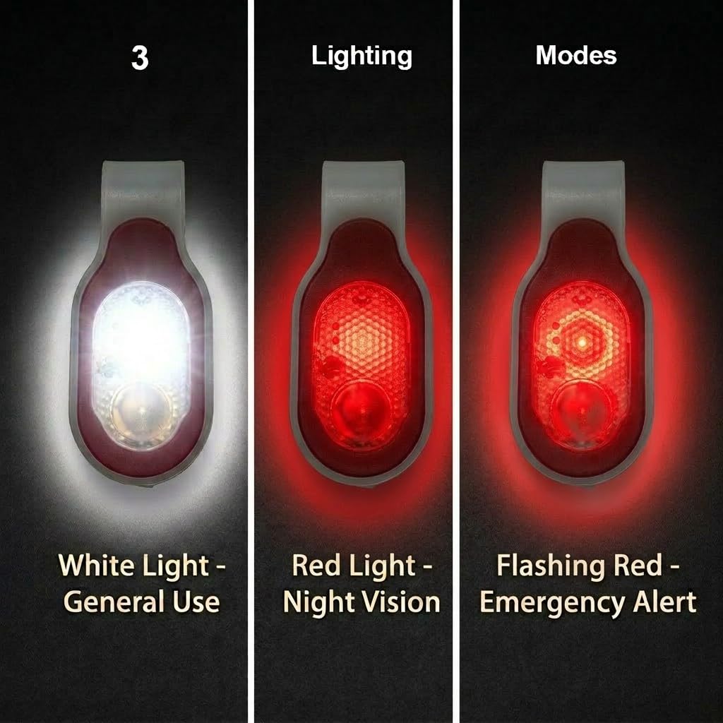 ALONEFIRE LED Flashlights Clip on Flashlight Night Safely Nursing Night Light Hands Free Strong Magnetic to Grip Clothing with a Keychain Flashlight for Walking Running Sports Emergency (Red)