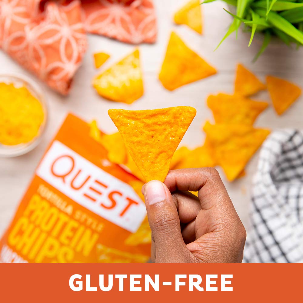 Quest Nutrition Nacho Cheese Tortilla Style Protein Chips, 18g Protein, 4g Net Carb, Gluten Free, 1.1 oz (Pack of 12)
