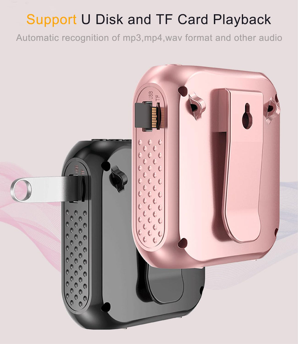 Jkoailiwi Voice Amplifier with Wireless Lapel Microphone, Personal Teachers Microphone for Classroom, Portable Megaphone PA Speaker Headset System, Wireless Voice Amplifier for Tour Guide/Yoga