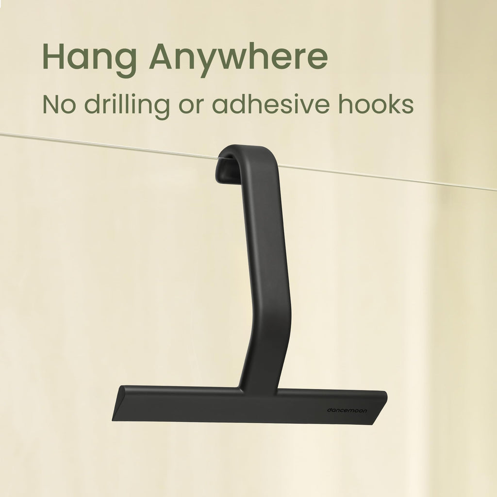 dancemoon JustHang Shower Squeegee with Built-in Hook, 10-Inch Black