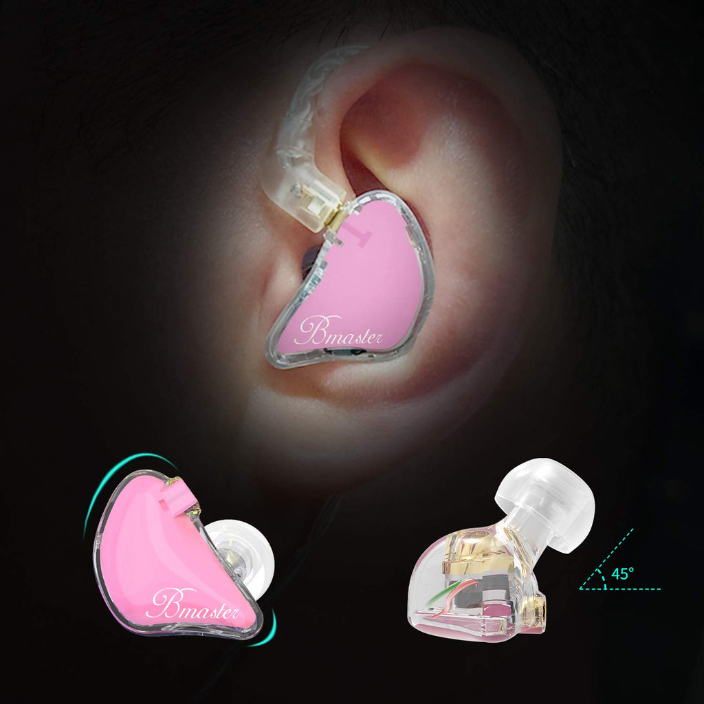 BASN Bmaster Triple Driver In Ear Monitor Headphones with Two Detachable Cables Fit In Ear Suitable for Audio Engineer, Musician (Pink)