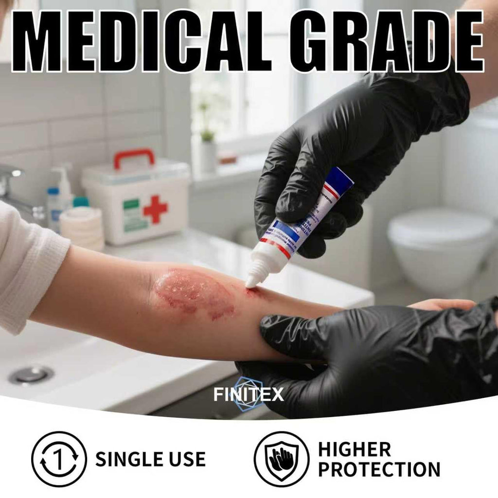FINITEX - Black Nitrile Disposable Gloves, Exam Gloves, Powder-free, Latex-free, 3mil, 1000PCS (Medium)
