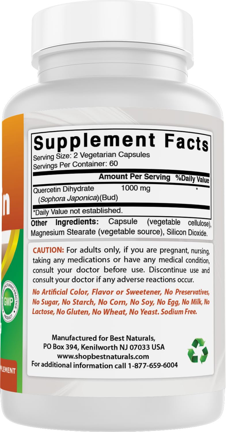 Best Naturals Quercetin 1000 mg/Serving 120 Veggie Capsules (120 Count (Pack of 3))