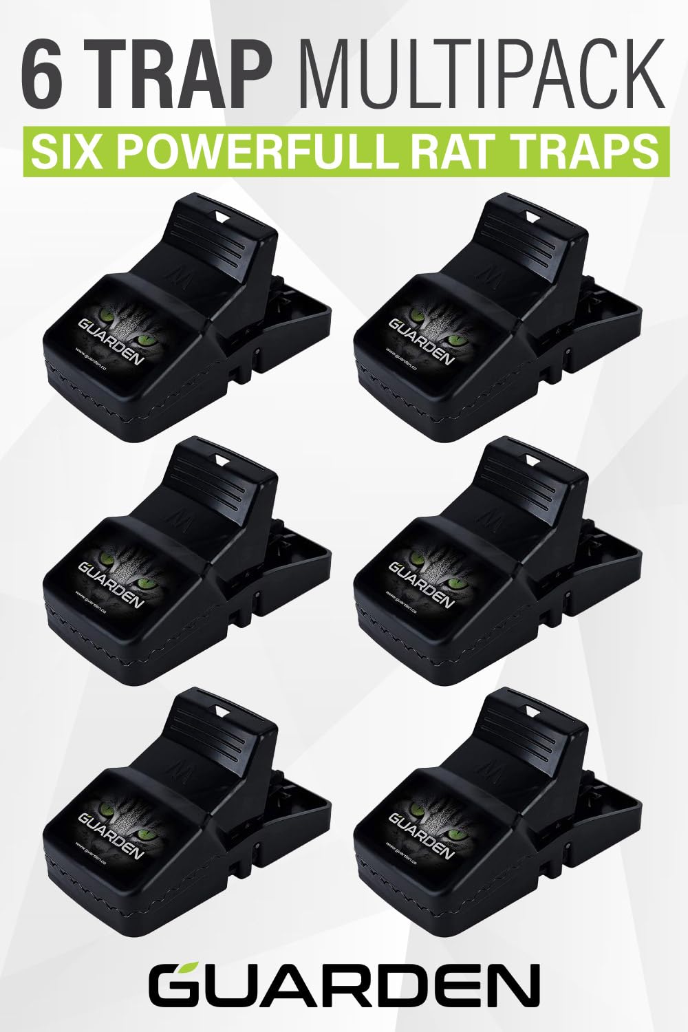 Rat Trap Six Pack - Indoor and Outdoor Traps for Mice, Voles, Rats, Chipmunks - Easy to Set, Powerful Snap, Quick Kill - by Guarden