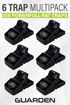 Rat Trap Six Pack - Indoor and Outdoor Traps for Mice, Voles, Rats, Chipmunks - Easy to Set, Powerful Snap, Quick Kill - by Guarden