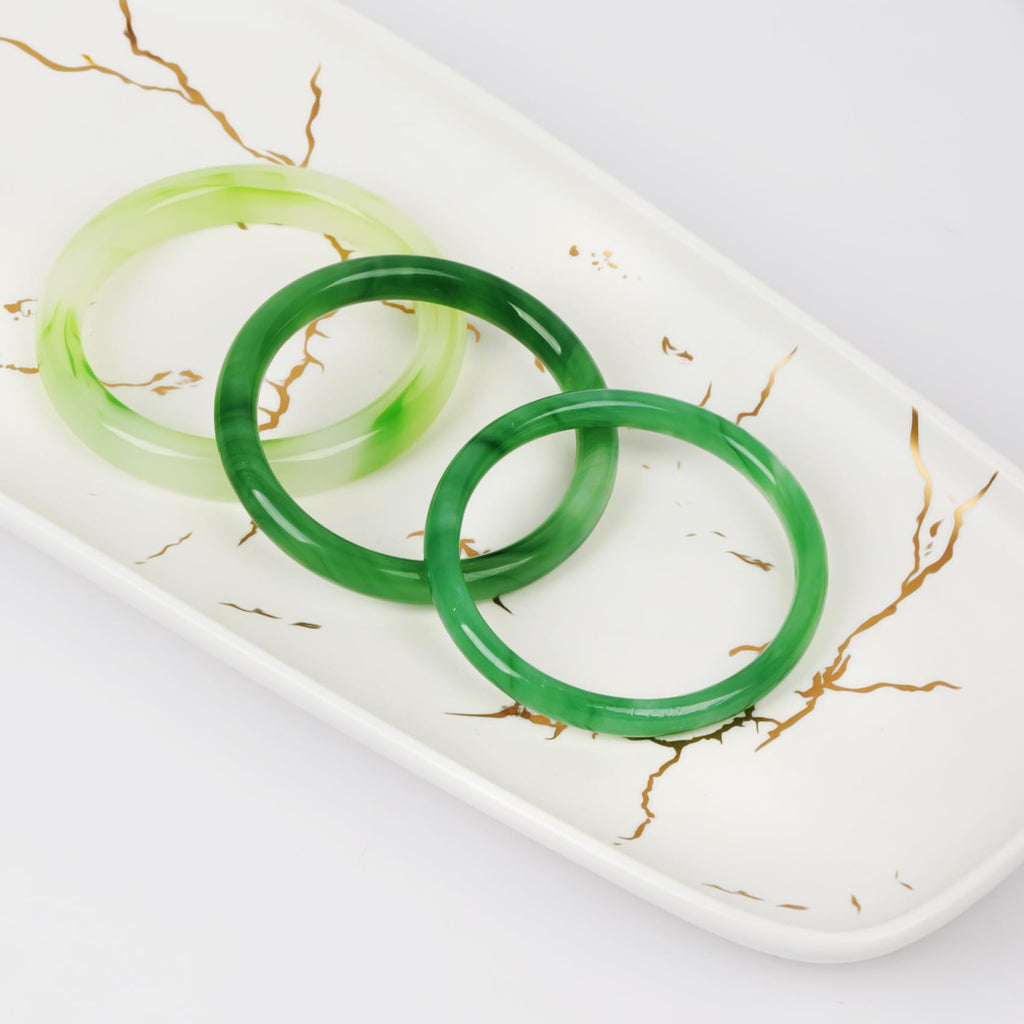 BOZAMBA 3 Pcs Natural Jade Bangle Bracelet for Women, 64mm Good Luck Bangle Wealth Healing Bracelet for Mother Grandmother, Christmas Birthday(light green)
