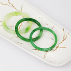 BOZAMBA 3 Pcs Natural Jade Bangle Bracelet for Women, 64mm Good Luck Bangle Wealth Healing Bracelet for Mother Grandmother, Christmas Birthday(light green)