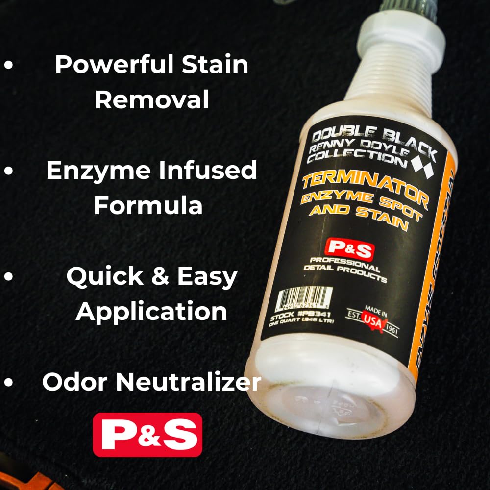 P & S Professional Detail Products Terminator Enzyme Spot & Stain Remover – Professional Upholstery & Carpet Cleaner, Eliminates Grease, Dirt, Protein-Based Stains, Fresh Scent - 1 Gallon