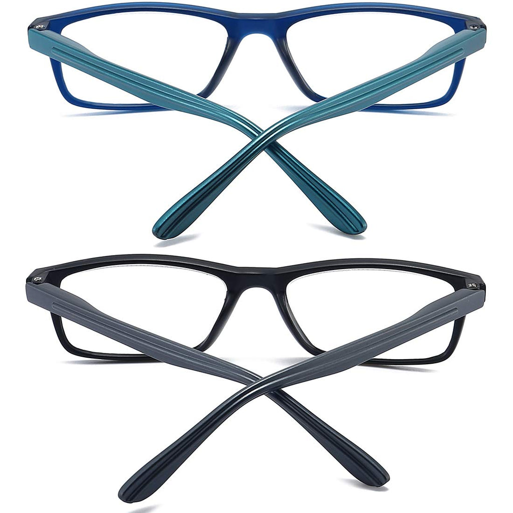 RaoOG Reading Glasses for Men/Women with Spring hinges 1.75 Rectangulart Computer Readers with Blue Light Protection and Case