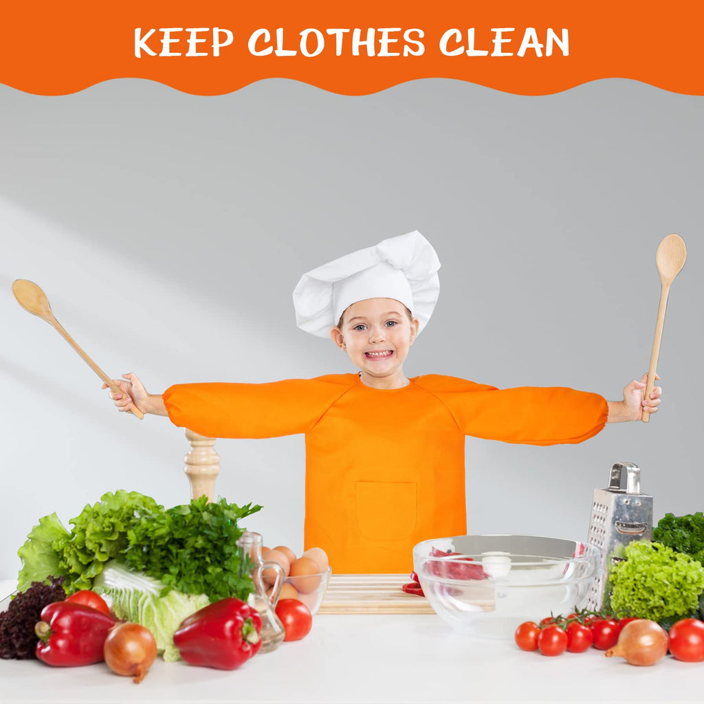 Geyoga 6 Pcs Kids Art Smock Painting Waterproof Toddler Artist Full Cover Long Sleeve Apron with Pocket for School Class, Age 3-8 (Multicolor)