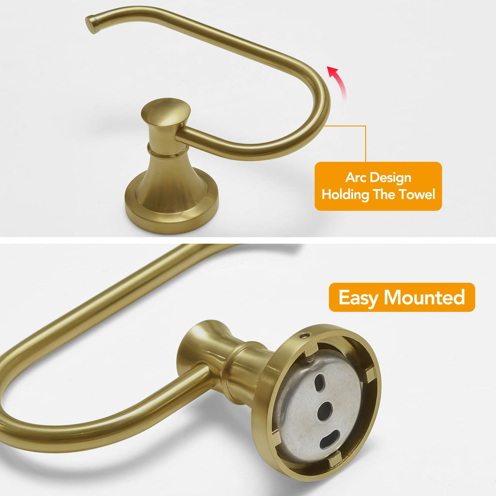BESy Brushed Gold Toilet Tissue Paper Holder Brushed Gold Bathroom Accessories Toilet roll Paper Hanger, Wall Mounted, Rustproof